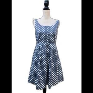 American Rag 100% Cotton Blue + White Polka Dot Skater Dress